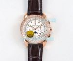 GB Factory Replica Patek Philippe Complications Watch White Dial Rose Gold Diamond Bezel